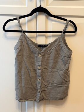 Abercrombie & Fitch Army Green Linen Button-Front Cami